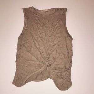 Tan flowy tank with knit